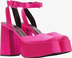 BERSHKA Plateaupumps Slingpumps Dames Neonroze