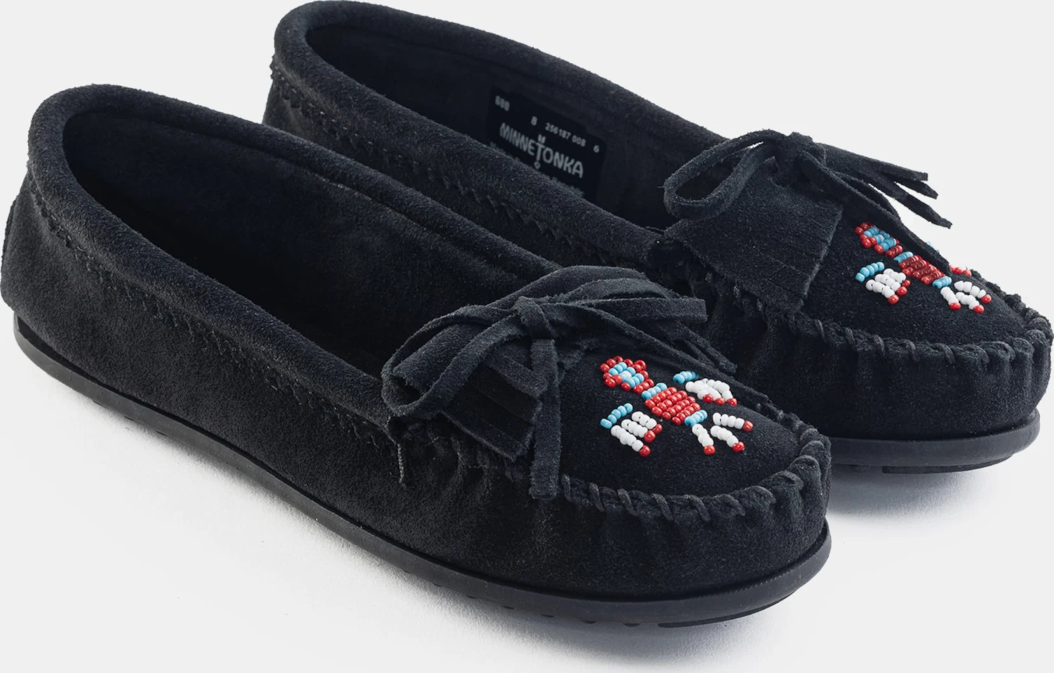 Minnetonka Lage Schoenen Mocassins Thunderbird Dames Zwart 4 Minnetonka Lage Schoenen Mocassins Thunderbird Dames Zwart - Afbeelding 2