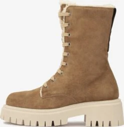 Kazar Enkellaarsjes Veterlaarsjes Dames Lichtbruin